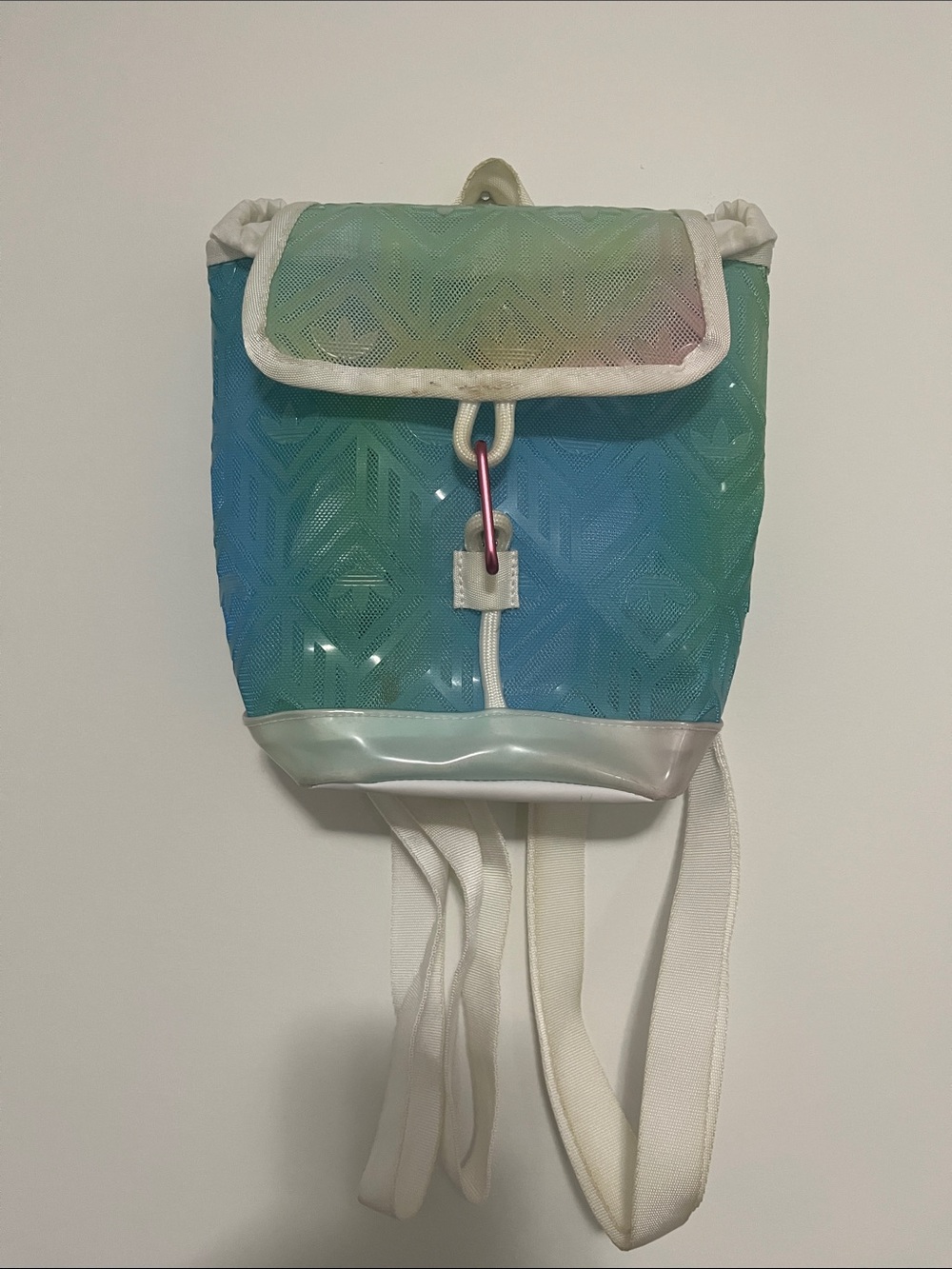 adidas Iridescent Blue-Green Mini Backpack with White Trim